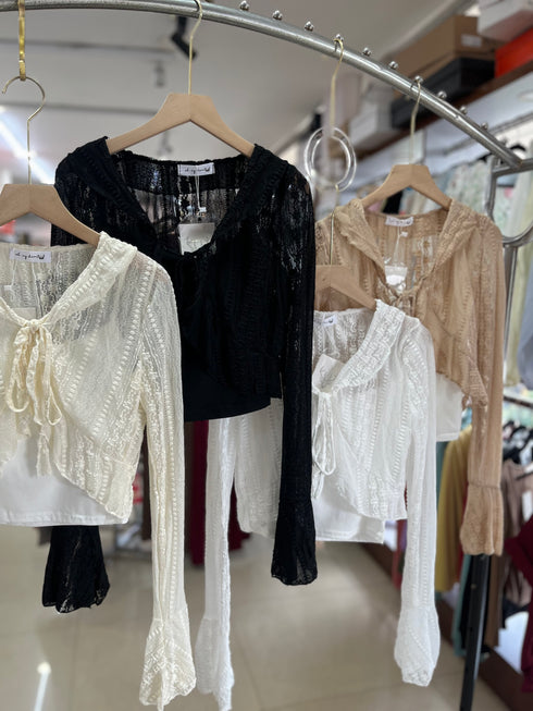 Fancy Lacey Shrug With Tank Tops Sets